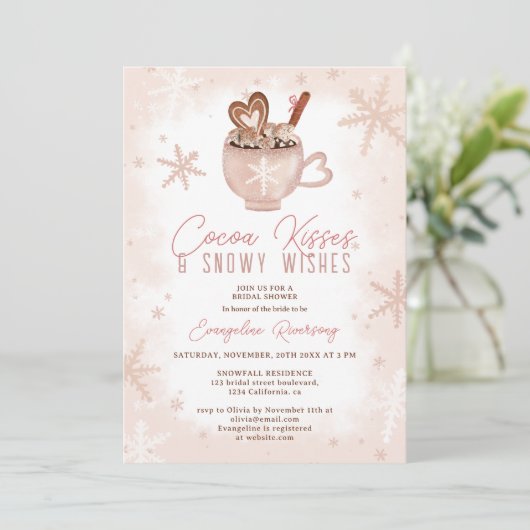 Wintercacao kisses chocolade sneeuw vrijgezellenfe kaart (Staand voorkant)