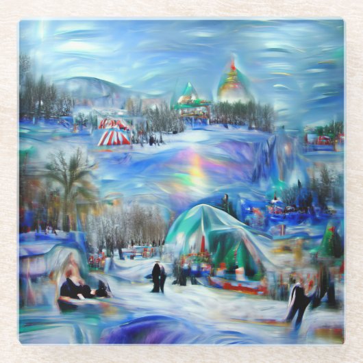 Wintercarnaval Glazen Onderzetter (Voorkant)