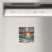 Winterdag bij zonsondergang 12 magneet (Insitu (Vaatwasser))