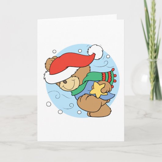 winterdag kerstmis teddybeer design feestdagen kaart (Voorkant)