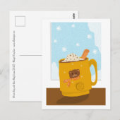 Winterdag met Beer Mok Cacao Briefkaart (Voorkant / Achterkant)