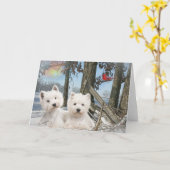 winterdag West Highland Terrier Kaart (Gele Bloem)