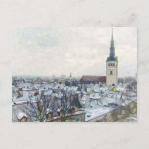 Winterdaken in Tallinn, Estland, Europa Art Briefkaart