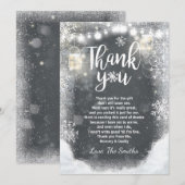 Winterdank je baby shower Snowflake Rustic Bedankkaart (Voorkant / Achterkant)