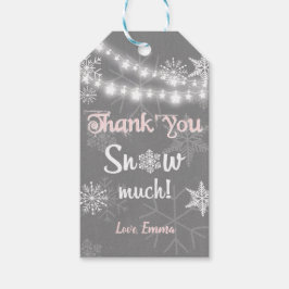 Winterdank je Sneeuwige labels Girl Pink Cadeaulabel