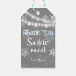 Winterdank je Sneeuwige labels Jongen Blauw Cadeaulabel