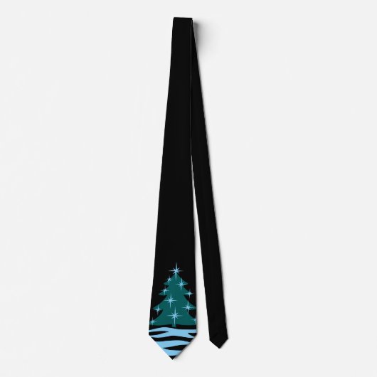 Winterdas Blauwe Kerstboom Festieve Kerststrik Stropdas (Voorkant)