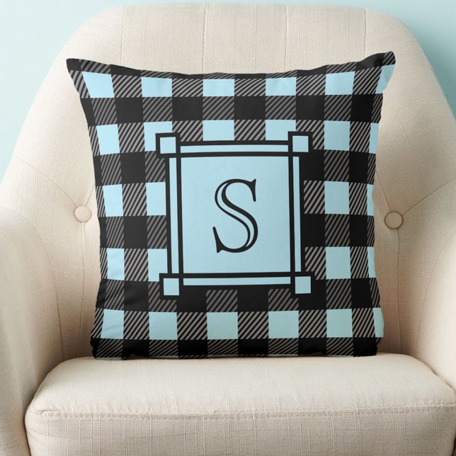Winterdecoratie Blauwe Buffalo Plaid Aangepaste Mo Kussen (Creator heeft geüpload)