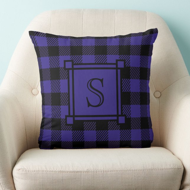Winterdecoratie Blauwe Buffalo Plaid Aangepaste Mo Kussen (Creator heeft geüpload)