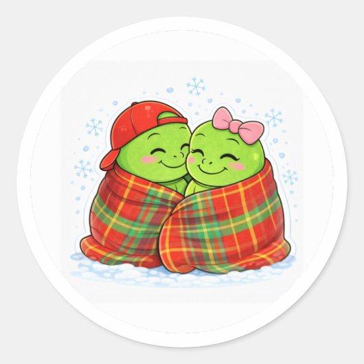 Winterdekenliefde Ronde Sticker (Voorkant)