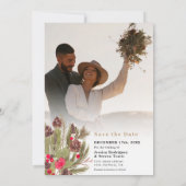 Winterden elegantie bloemenbruiloft save the date (Achterkant)