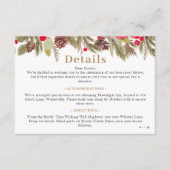 Winterden elegantie rood groen Bruiloft details Informatiekaartje (Voorkant)