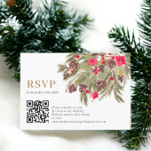 Winterden elegantie rood groen bruiloft Rsvp qr