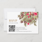 Winterden elegantie rood groen bruiloft Rsvp qr (Voorkant)