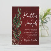 Winterden & Gouden Kerstmis Feestelijke Bruiloft Kaart (Staand voorkant)