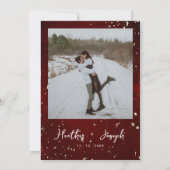 Winterden & Gouden Kerstmis Feestelijke Bruiloft Kaart (Achterkant)