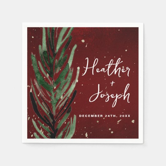 Winterden & Gouden Kerstmis Feestelijke Bruiloft Servet (Voorkant)