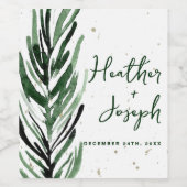 Winterden & Gouden Kerstmis Feestelijke Bruiloft Wijn Etiket (Enkel label)