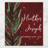 Winterden & Gouden Kerstmis Feestelijke Bruiloft Wijn Etiket (Enkel label)