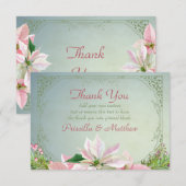 Winterden & Poinsettia Dank u kaarten (Voorkant / Achterkant)