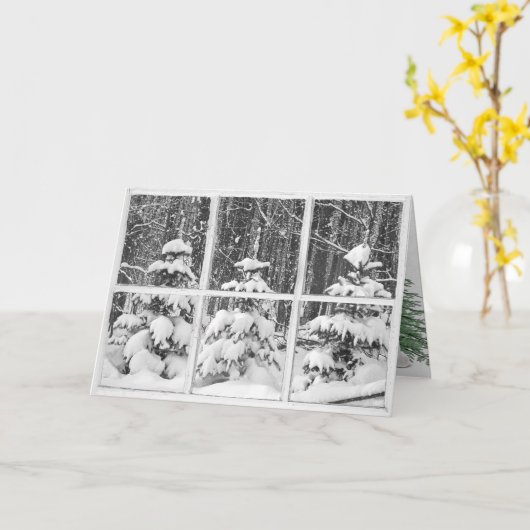 winterdenbomen in het raam kaart (Gele Bloem)