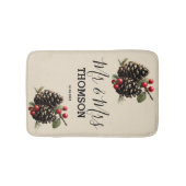 Winterdennenappels & Bessen Familie Kussen Badmat (Voorkant)