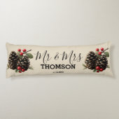 Winterdennenappels & Bessen Gezinsdekpillow Lichaamskussen (Achterkant)