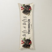 Winterdennenappels & Bessen Gezinsdekpillow Lichaamskussen (Achterkant (Verticaal))
