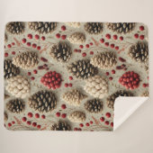 Winterdennenappels en rode bessen sherpa deken (Voorkant (horizontaal))