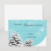 Winterdennenappels en Sneeuwvlokken Reactie RSVP Kaartje (Voorkant / Achterkant)