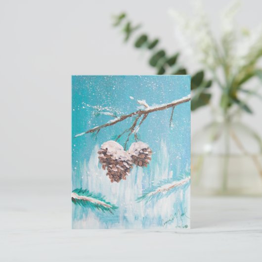 Winterdennenappels Feestdagenkaart (Staand voorkant)