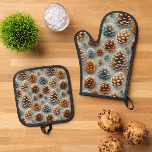 Winterdennenappels Harmonie Ovenwant & Pannenlap Set (Top down)