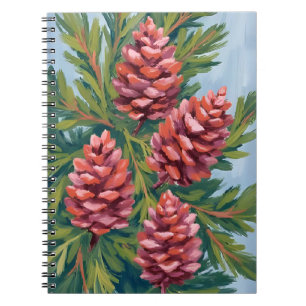 Winterdennenappels   Natuur Aquarel Schilderij Notitieboek