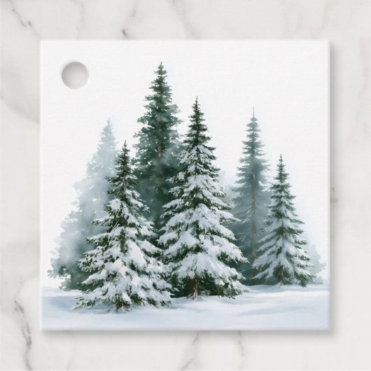 Winterdennenbomen Bedankjes Labels (Voorkant)