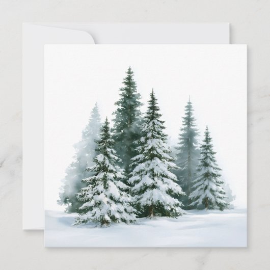 Winterdennenbomen Feestdagenkaart (Voorkant)