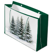 Winterdennenbomen Groot Cadeauzakje (Voorkant Gekanteld)