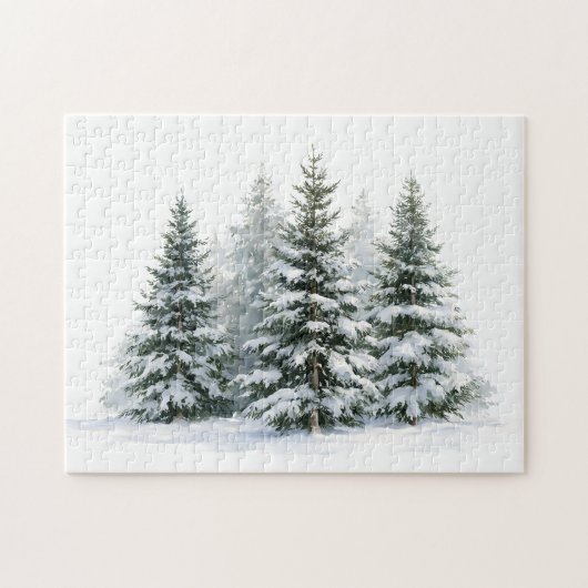 Winterdennenbomen Legpuzzel (Horizontaal)