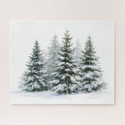 Winterdennenbomen Legpuzzel (Horizontaal)