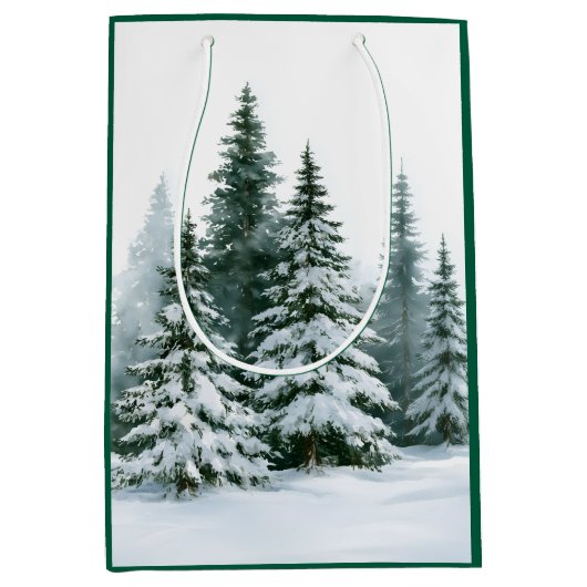 Winterdennenbomen Medium Cadeauzakje (Voorkant)