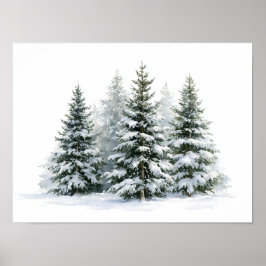 Winterdennenbomen Poster