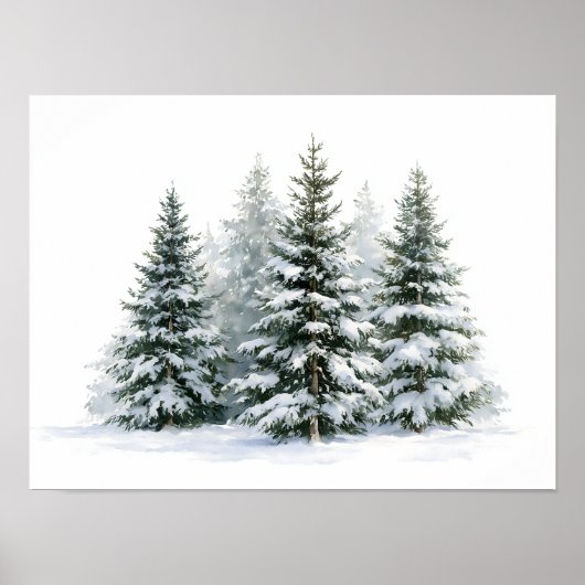 Winterdennenbomen Poster (Voorkant)