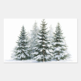 Winterdennenbomen Rechthoekige Sticker