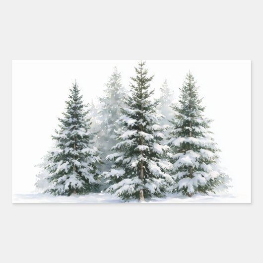 Winterdennenbomen Rechthoekige Sticker (Voorkant)