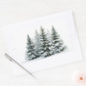 Winterdennenbomen Rechthoekige Sticker (Envelop)