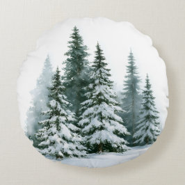 Winterdennenbomen Rond Kussen