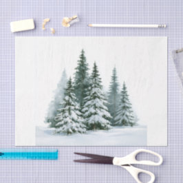 Winterdennenbomen Tissuepapier