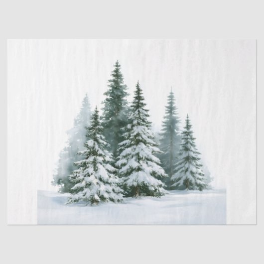 Winterdennenbomen Tissuepapier (Voorkant)