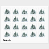 Winterdennenbomen Vierkante Sticker (Vel)