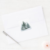 Winterdennenbomen Vierkante Sticker (Envelop)