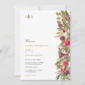 Winterdennenboom elegantie initiële foto Qr-code T Kaart (Voorkant)